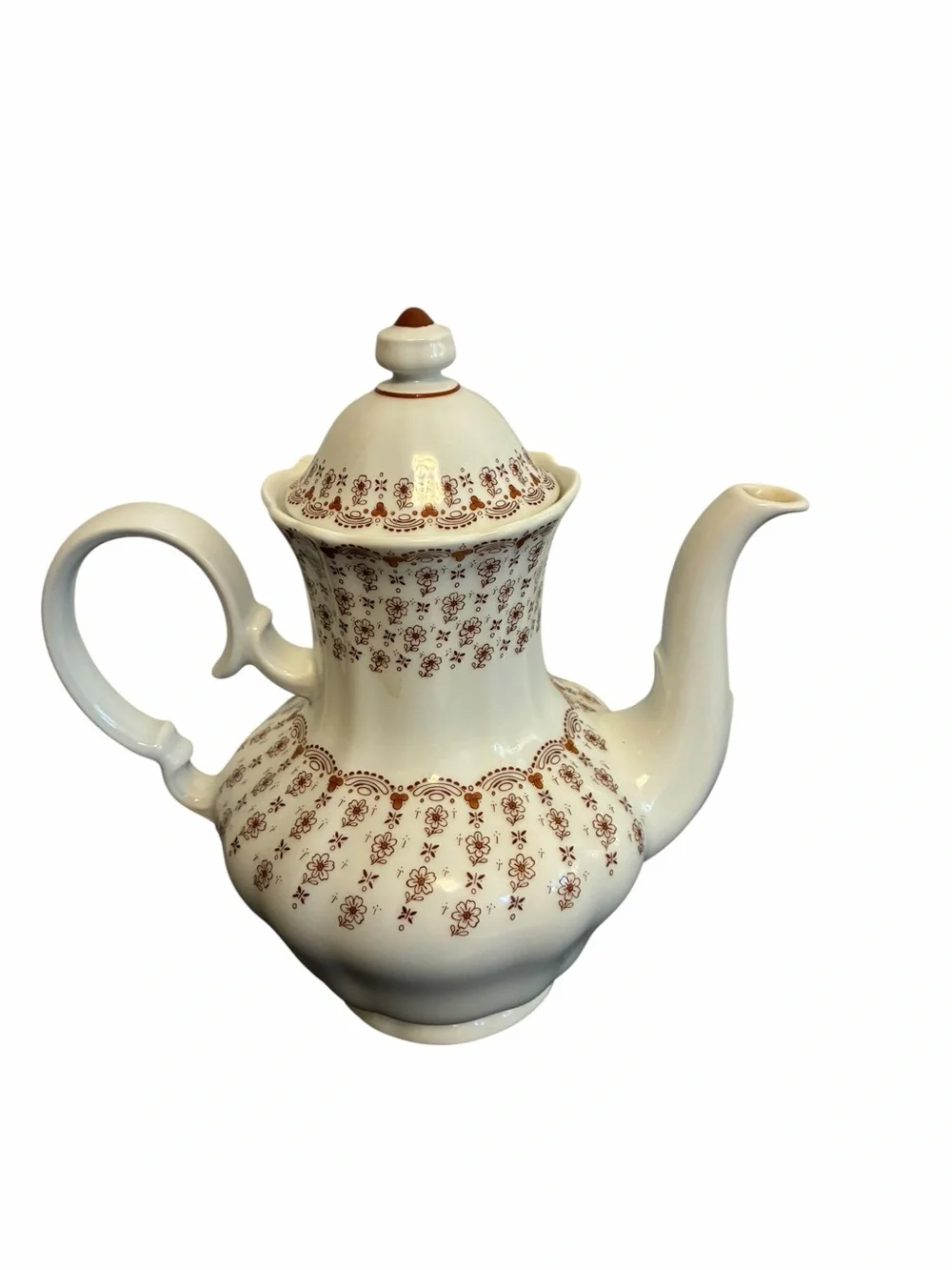 Winterling Marktleuthen Bavaria Porcelain Coffee Pot Brown Floral White Germany